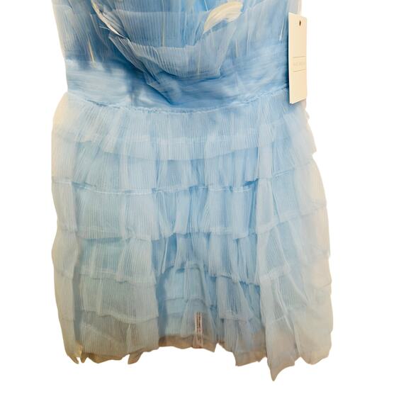 MAC DUGGAL 20529 Powder Blue Strapless Feathers Short Tulle Dress NWT sz 6 - Picture 16 of 16